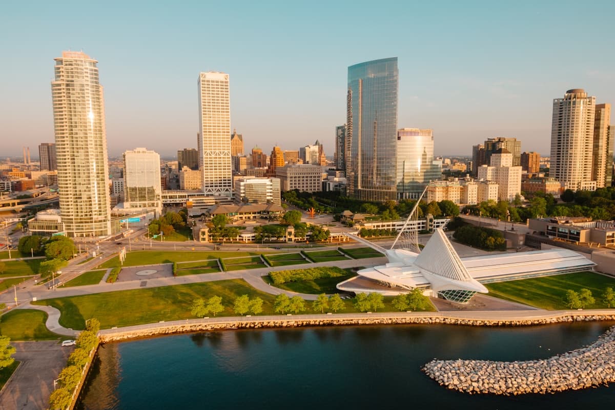 Milwaukees skyline is visible with the lake — Milwaukee, WI