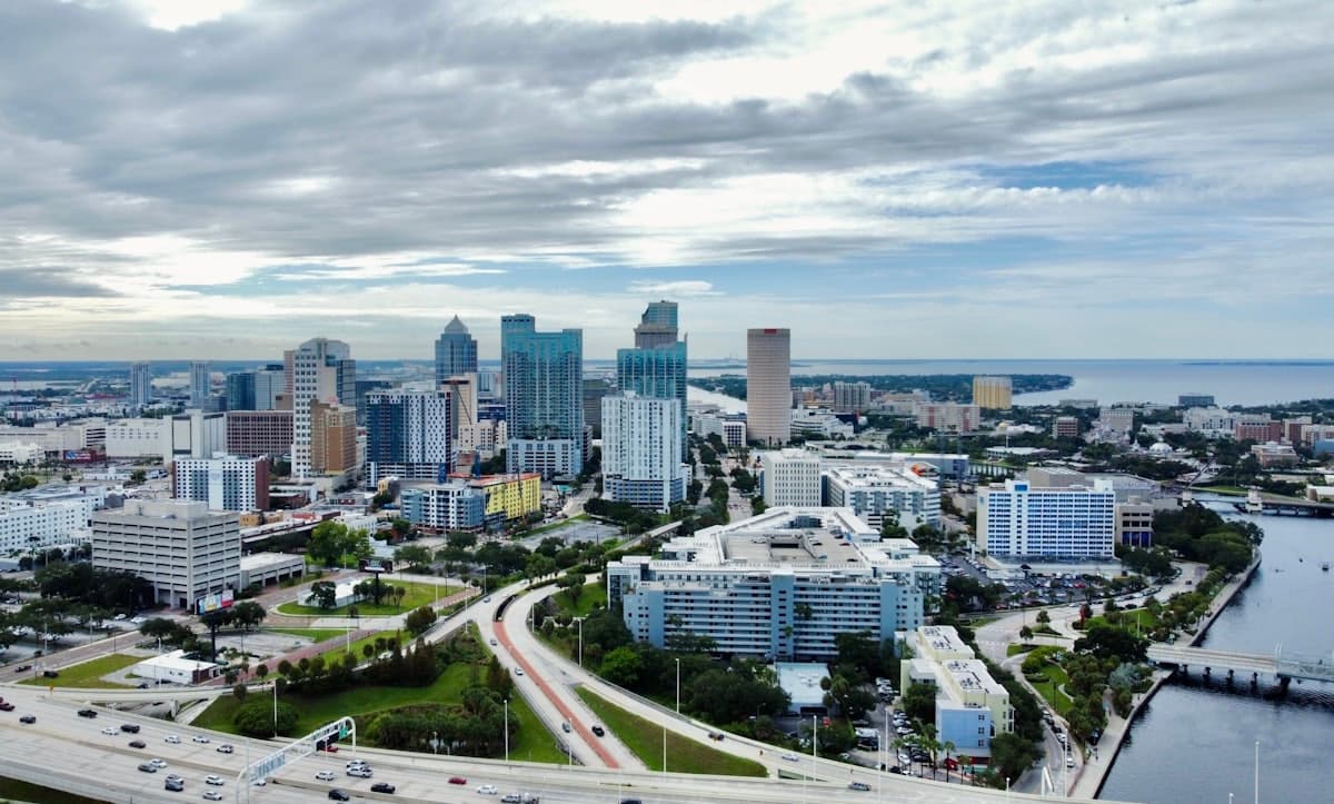 An aerial view of a city with tall buildings — Tampa, FL